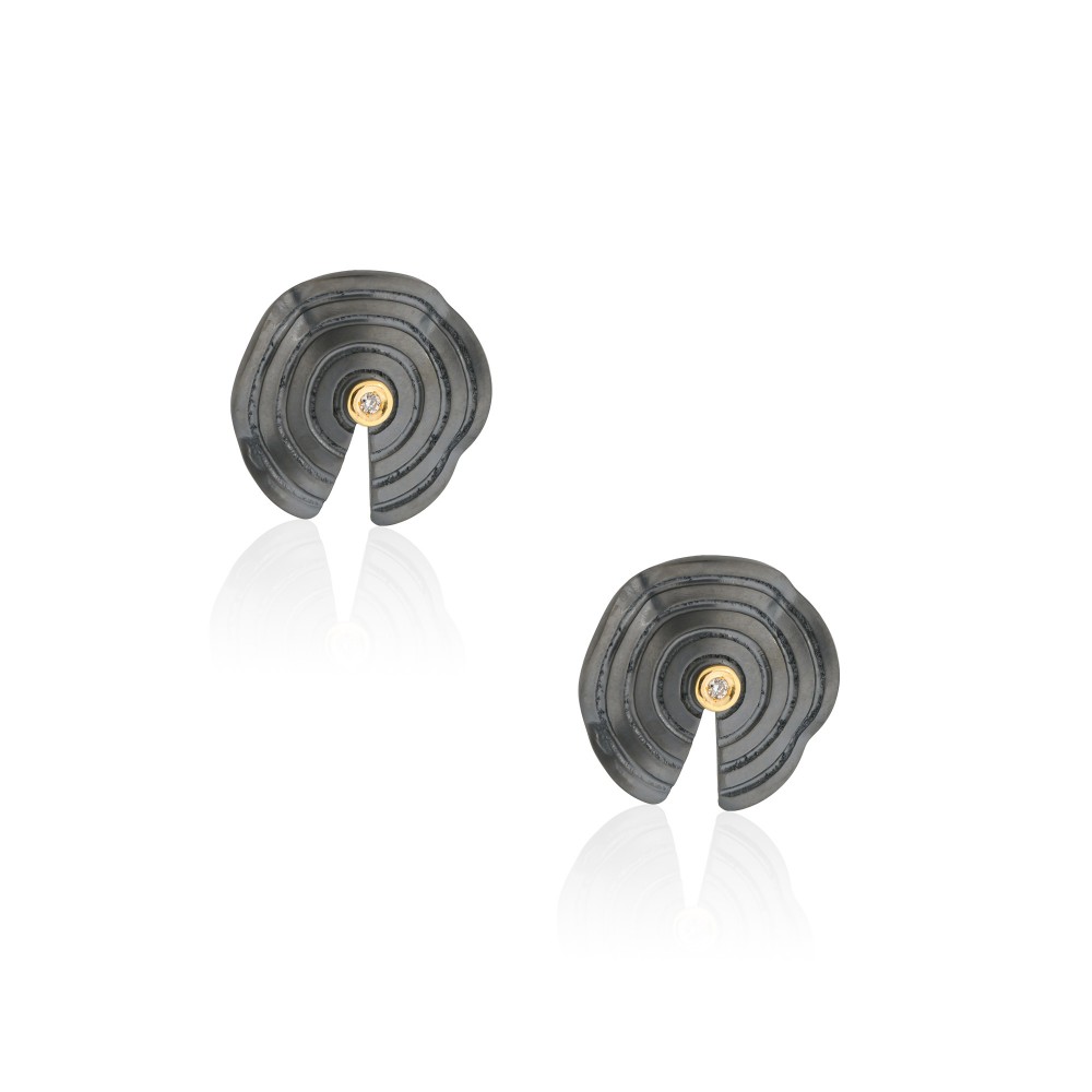 CHOROCHRONOS - 18K GOLD, TITANIUM AND DIAMOND EARRINGS _MM3 grey