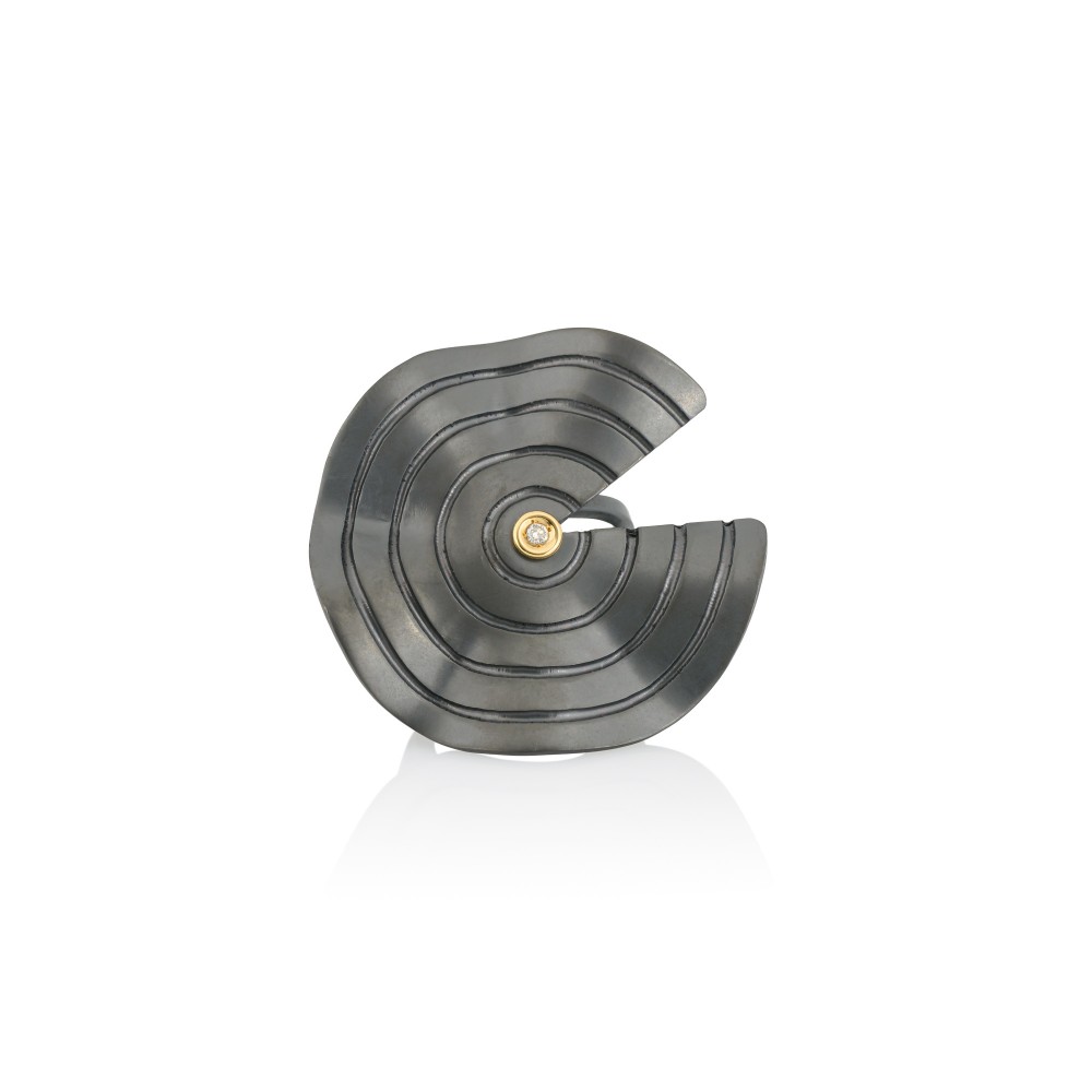 CHOROCHRONOS - 18K GOLD, TITANIUM AND DIAMOND RING _LM1 grey