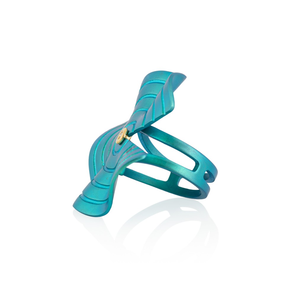 CHOROCHRONOS - 18K GOLD, TITANIUM AND DIAMOND RING _LM1 turquoise