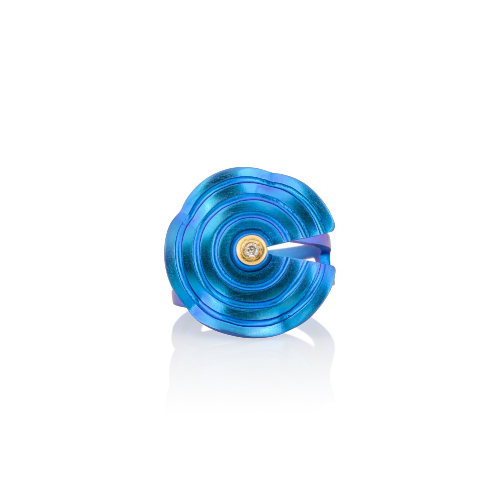 CHOROCHRONOS - 18K GOLD, TITANIUM AND DIAMOND RING _MM3 blue