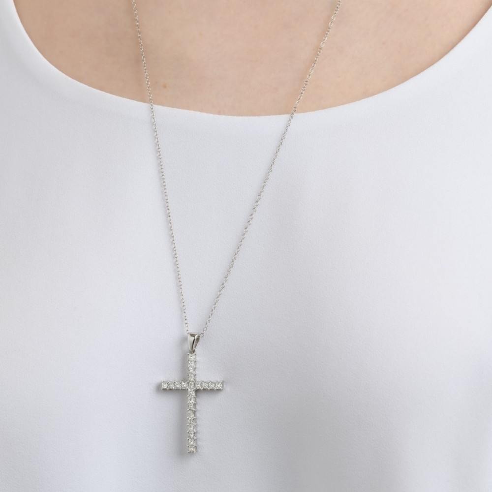 22 PRINCESS CUT DIAMONDS CROSS