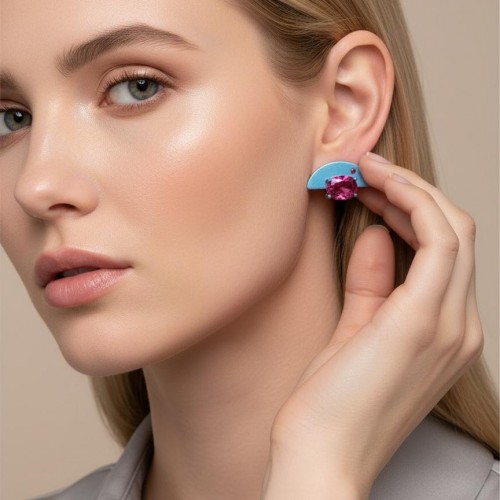 FORMA  - RED GARNET TITANIUM EARRINGS  _MM _ blue