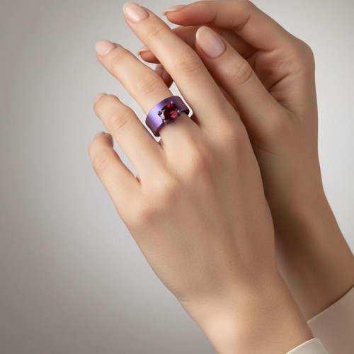 FORMA  - RED GARNET TITANIUM RING  _MM _ magenta