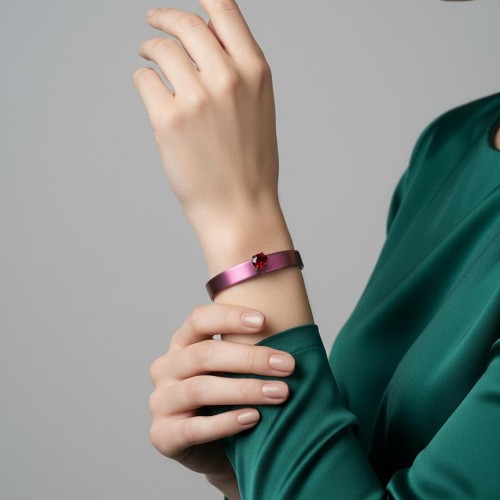 FORMA  - RED GARNET TITANIUM BRACELET  _MM _ magenta