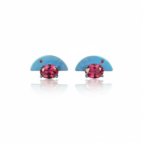 FORMA  - RED GARNET TITANIUM EARRINGS  _MM _ blue