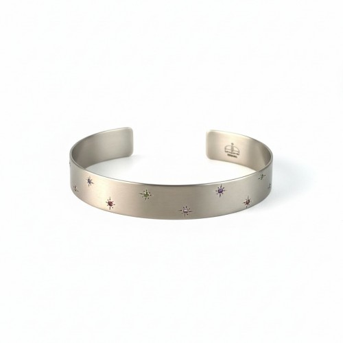 FORMA  - 12 SEMIPRECIOUS TITANIUM BRACELET  _MM _ silver