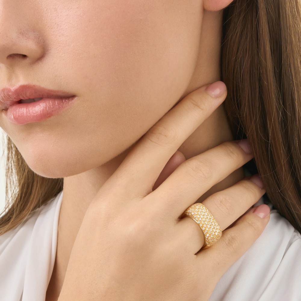 PAVE YELLOW GOLD BRILLIANT CUT DIAMOND RING _ LM