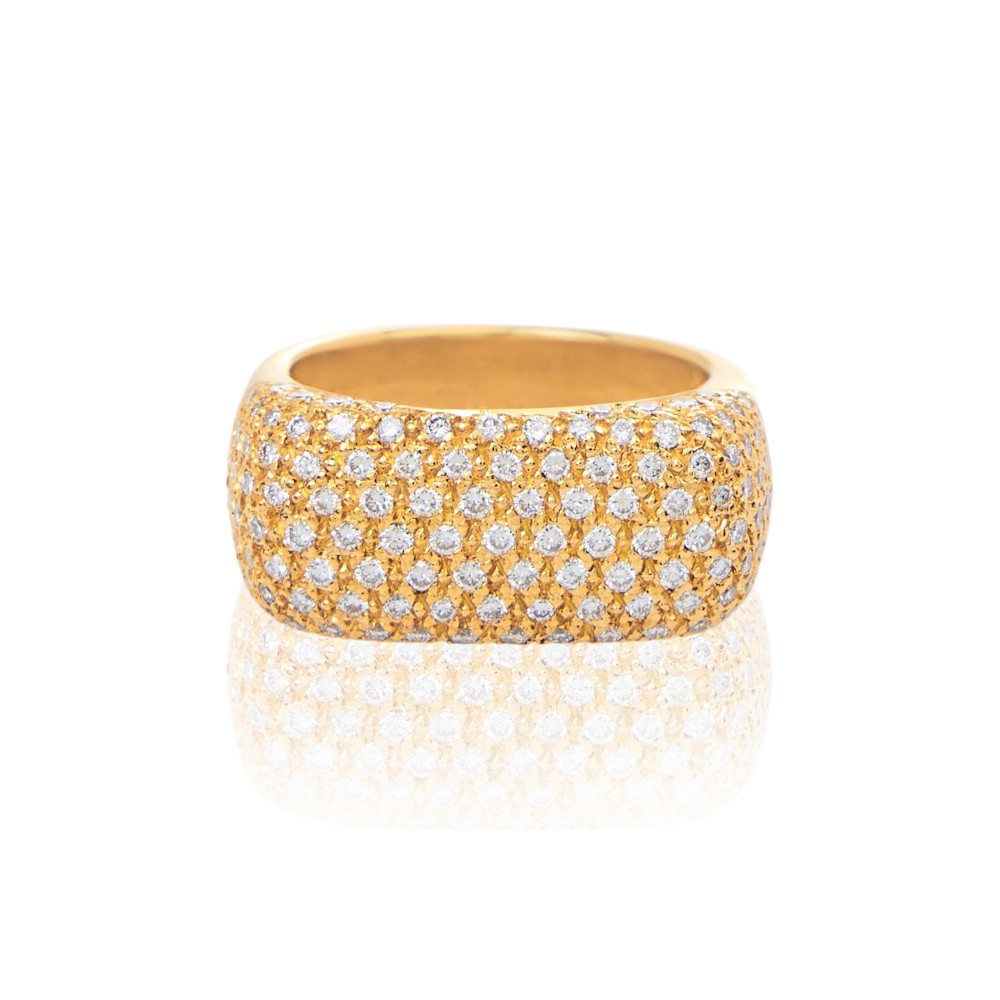 PAVE YELLOW GOLD BRILLIANT CUT DIAMOND RING _ LM