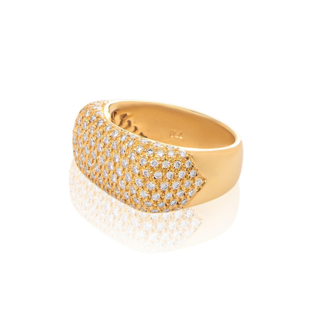 PAVE YELLOW GOLD BRILLIANT CUT DIAMOND RING _ LM
