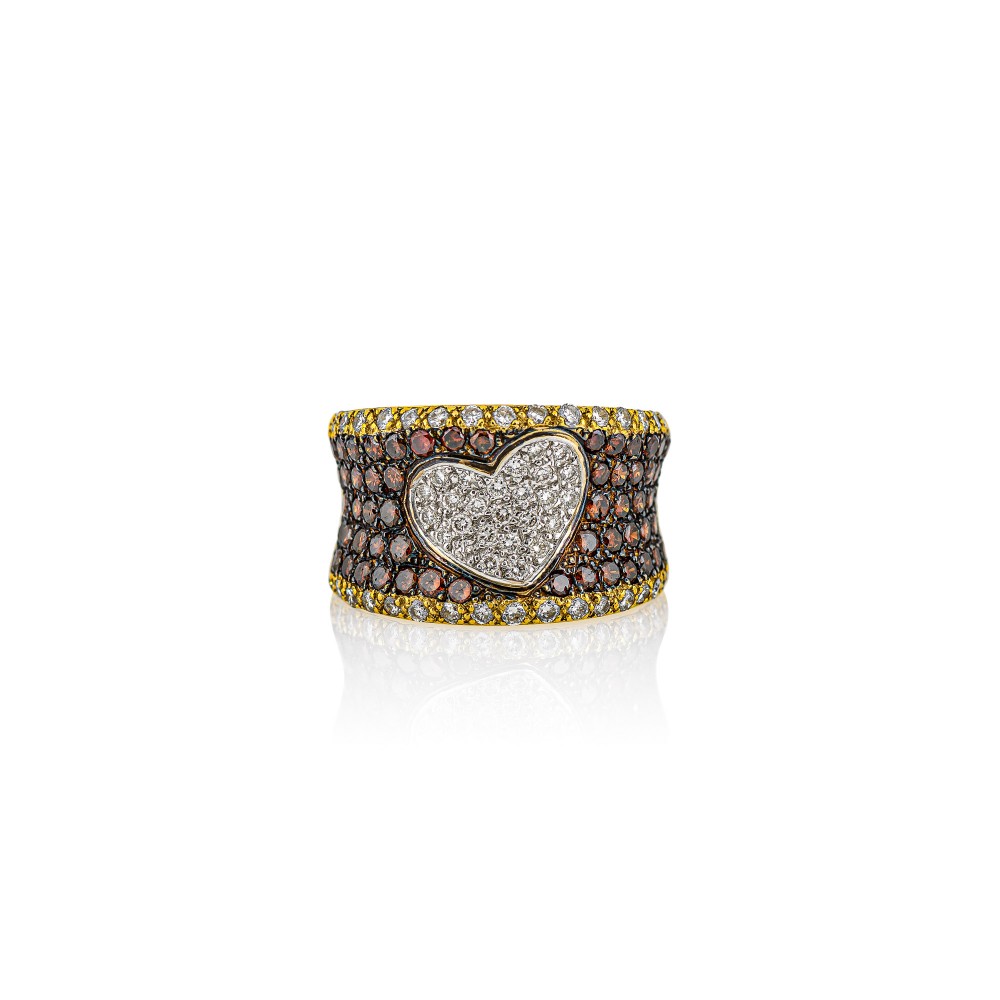 Cognac and white brilliant cut diamonds ring Cognac and white brilliant cut diamonds ring