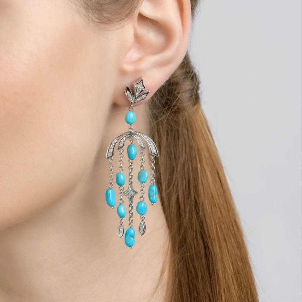 TURQUOISE & DIAMOND EARRINGS 