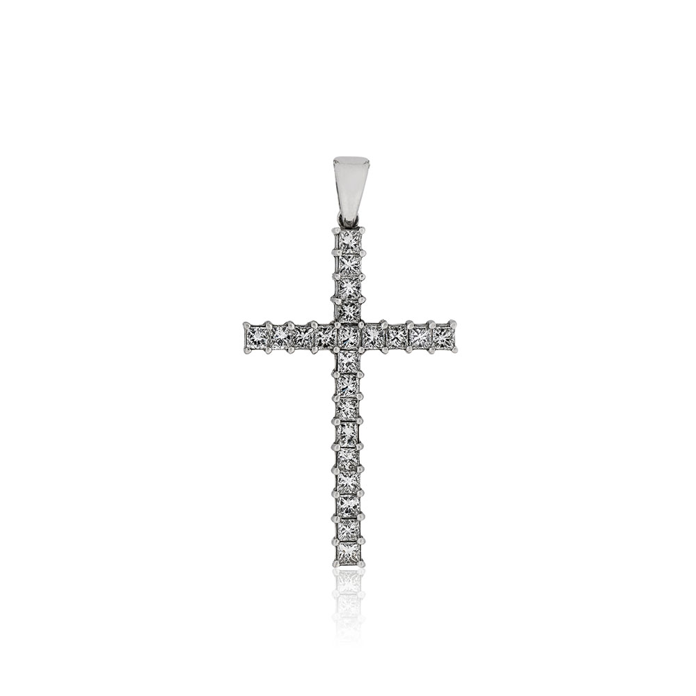 22 PRINCESS CUT DIAMONDS CROSS