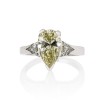 SOLITAIRE FANCY YELLOW PEAR CUT DIAMOND RING WITH 2 TRIANGLES 